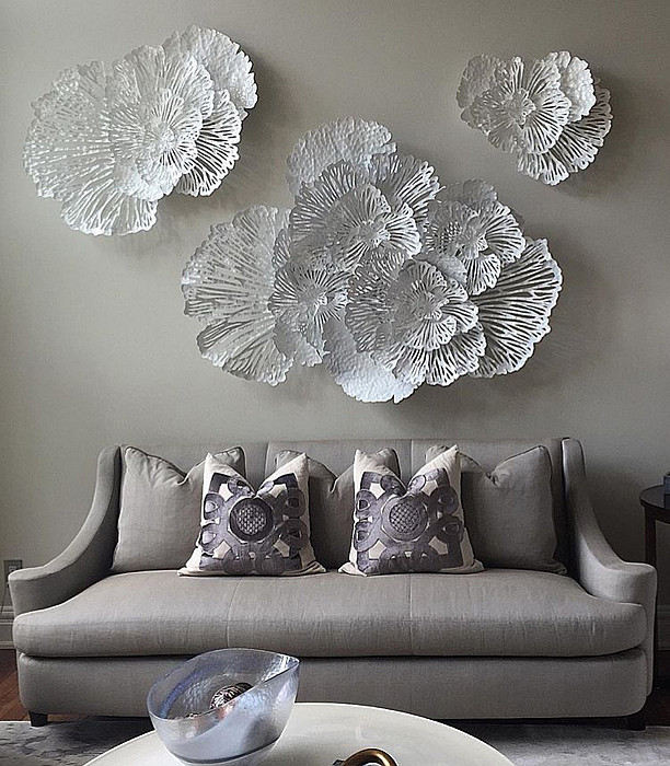 White Metal Flower Wall Decor Wall Design Ideas